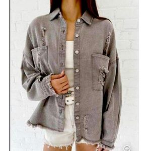Light Gray POL Distressed Oversized Jacket NWT Size Small
